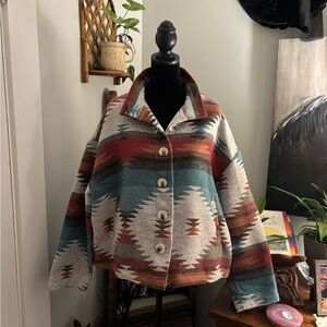 Southwest print flannel jacket